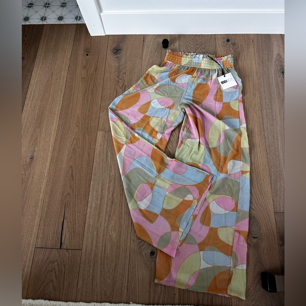 Beach Riot Vibrant Pink and Orange Wide Leg Cover Up Pants